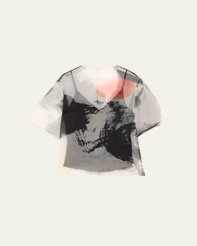Silk Organza Oversized T-Shirt With Artwork By Ton